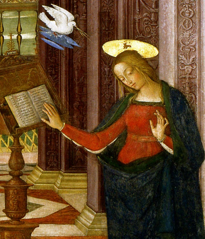 Photo:  Annunciation, detail, 1501 (Spello, Perugia, Italy)